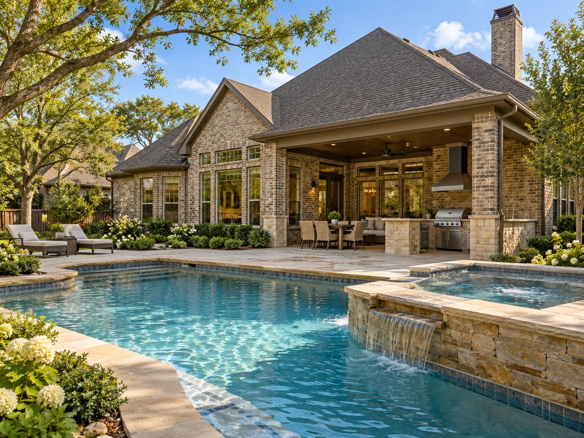 Architectural illustration of outdoor features inspired by Aspendale in McKinney