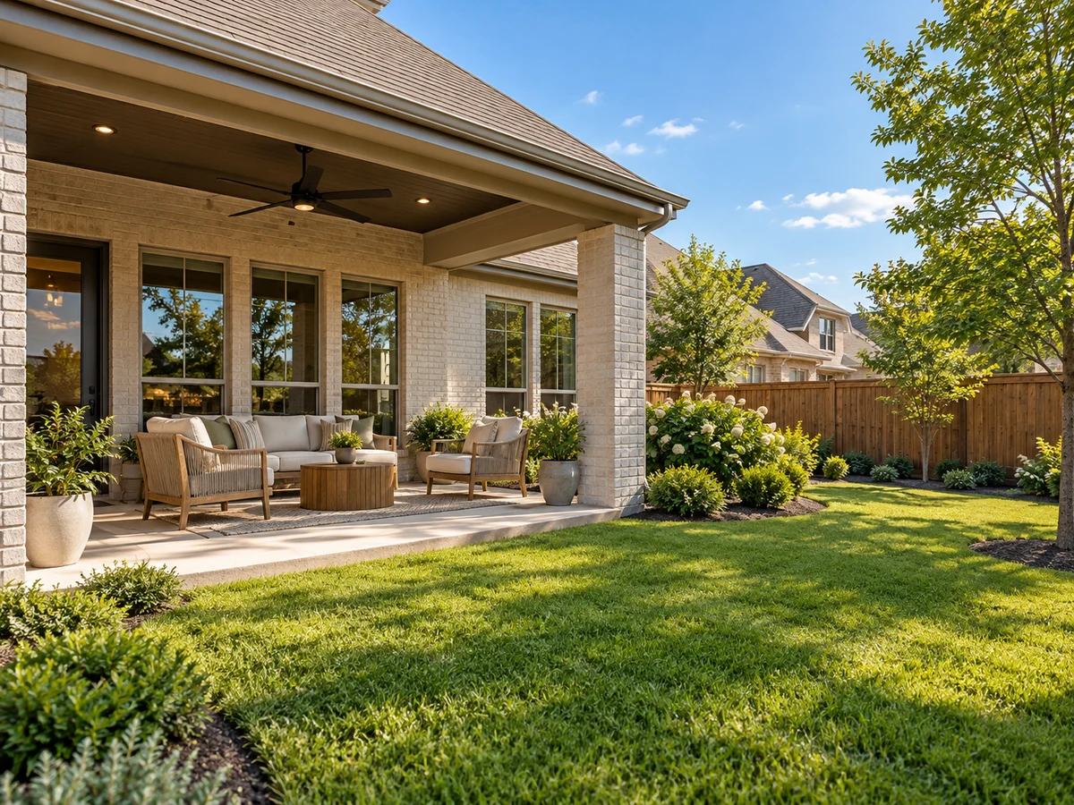 Architectural illustration of outdoor features inspired by Braddock Place in Wylie