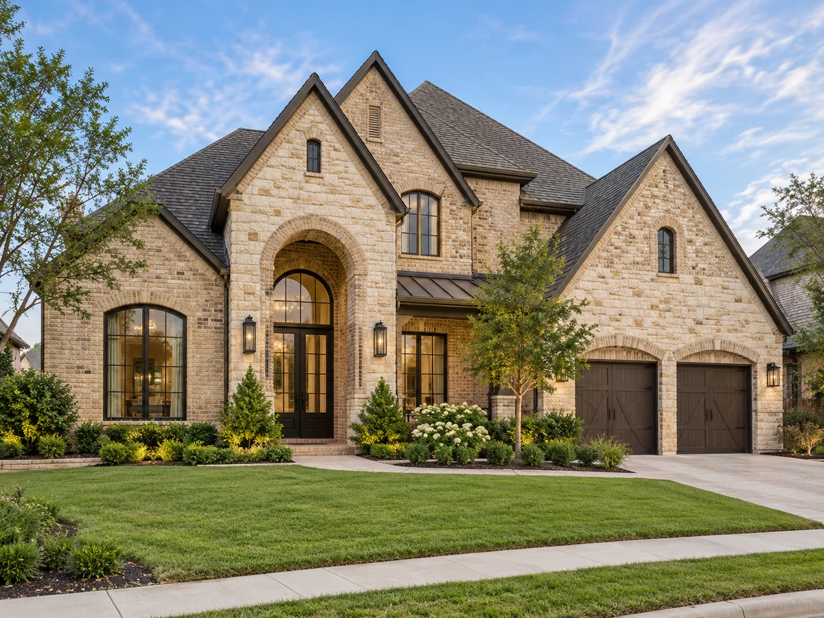 Architectural illustration of exterior features inspired by Cambridge Estates in Prosper