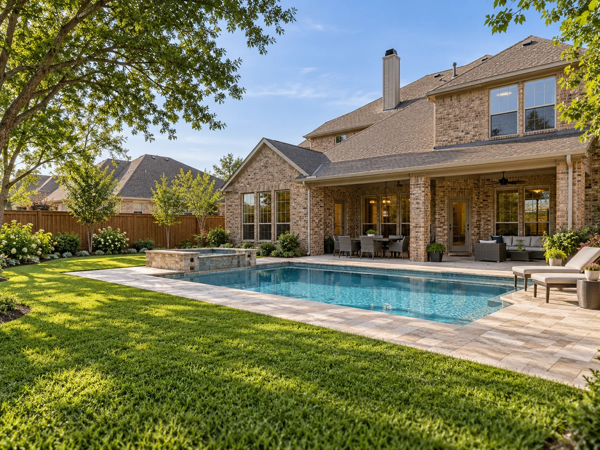 Architectural illustration of outdoor features inspired by Cambridge in McKinney