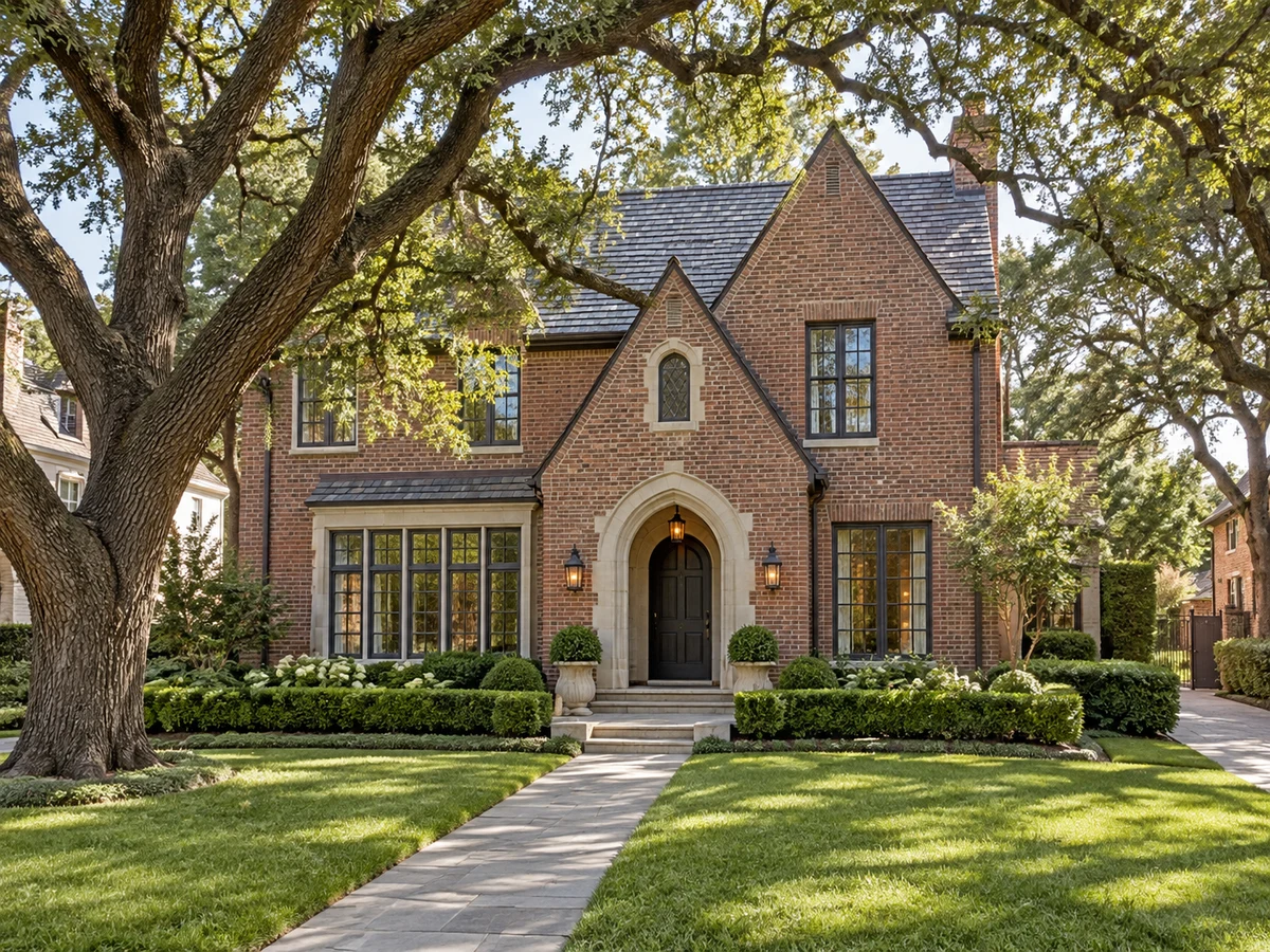 Architectural illustration of exterior features inspired by Caruth Hills in University Park
