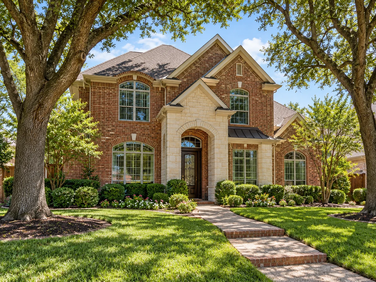 Architectural illustration of exterior features inspired by Castlemere in Plano
