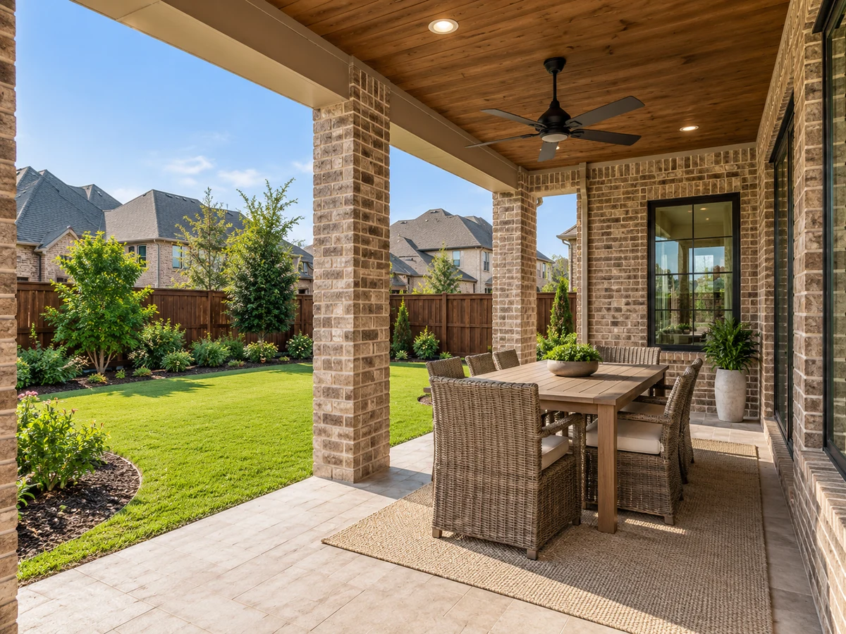 Architectural illustration of outdoor features inspired by Chase Oaks in Plano
