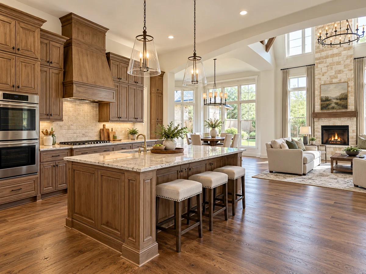 Architectural illustration of interior features inspired by Clifton Park in McKinney