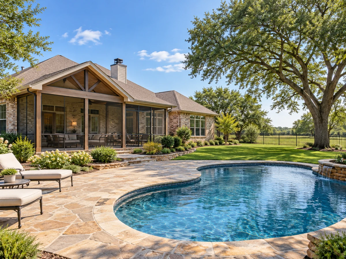 Architectural illustration of outdoor features inspired by Dove Creek in McKinney