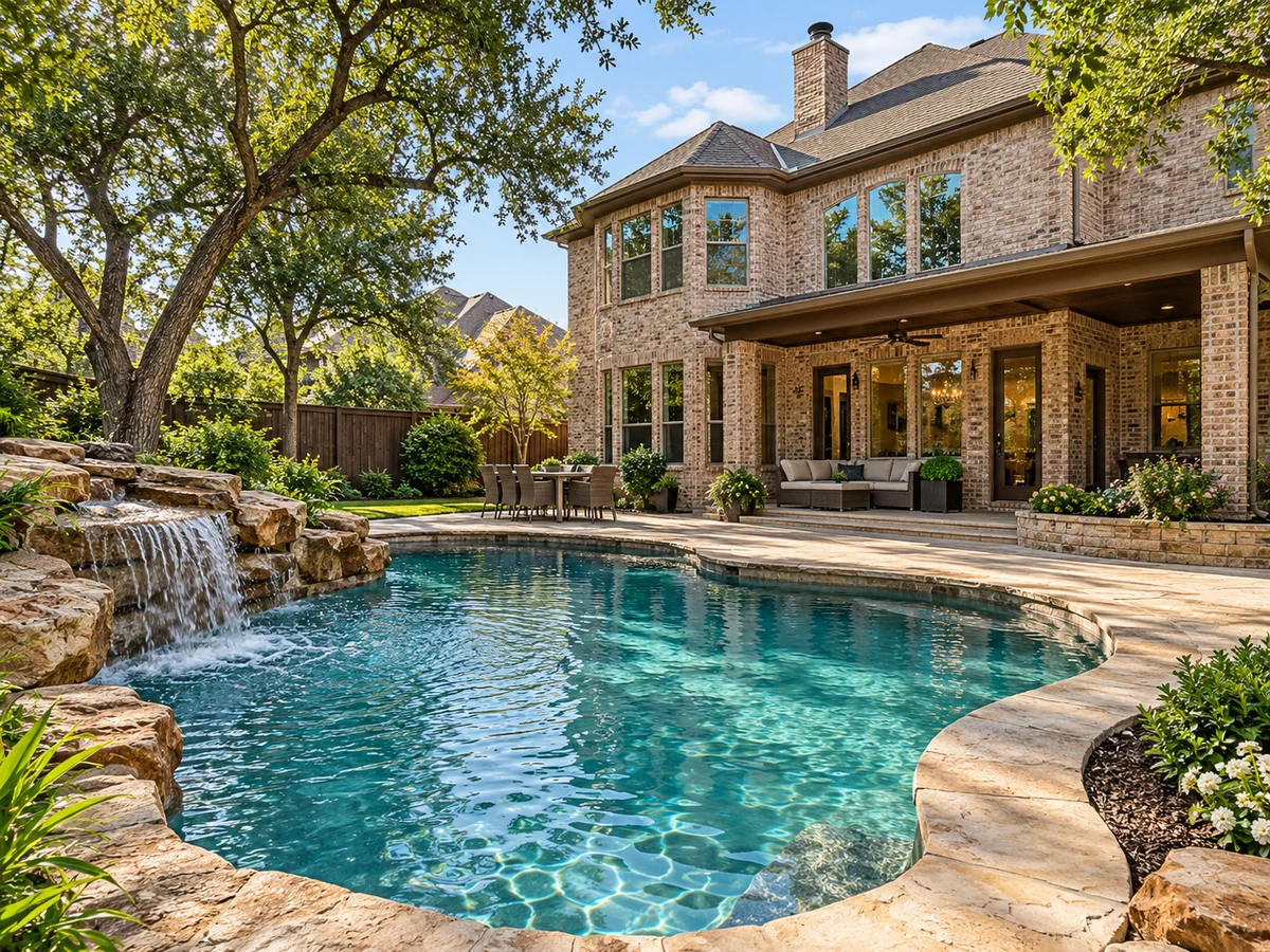Architectural illustration of outdoor features inspired by Eldorado Estates in McKinney