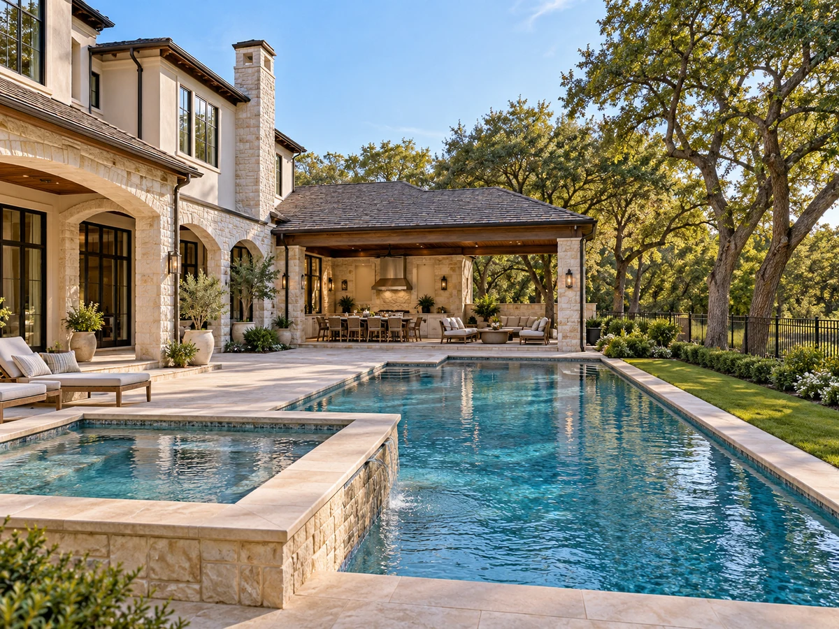 Architectural illustration of outdoor features inspired by Emerald Heights in McKinney