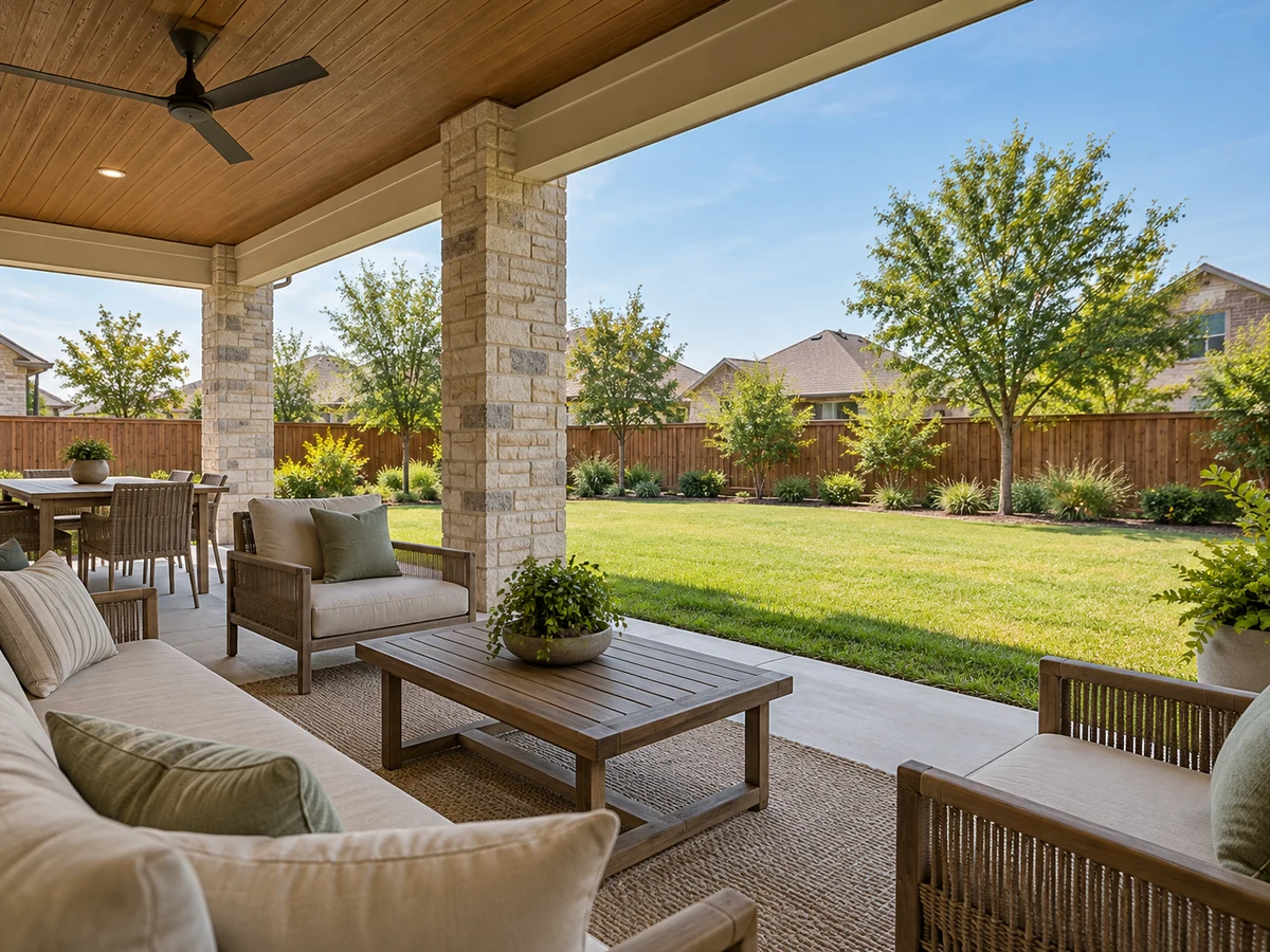 Architectural illustration of outdoor features inspired by Emerald Vista in Wylie