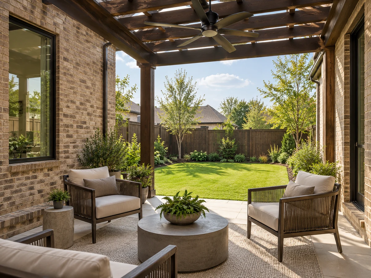 Architectural illustration of outdoor features inspired by Estates At Cobb Hill in Frisco
