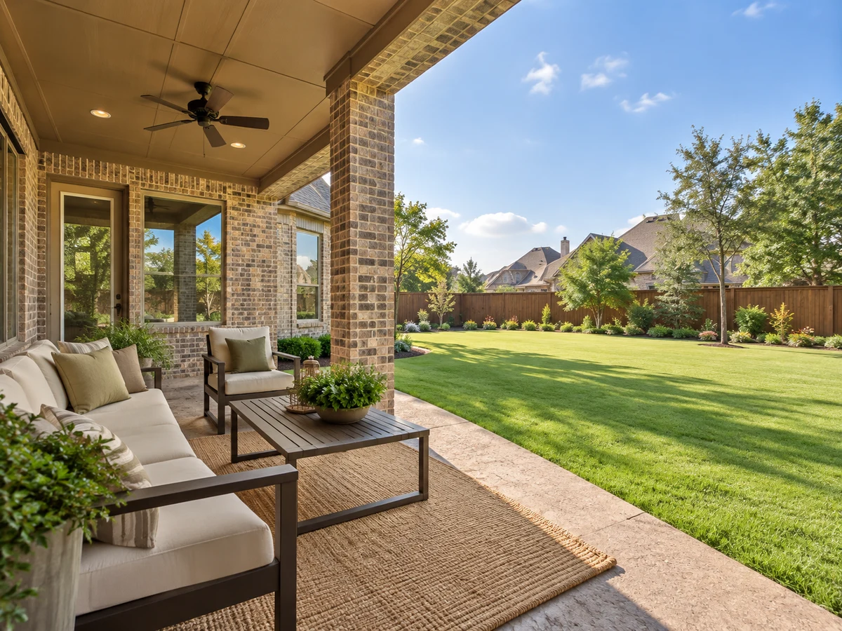 Architectural illustration of outdoor features inspired by Estates Of Forest Creek in Plano