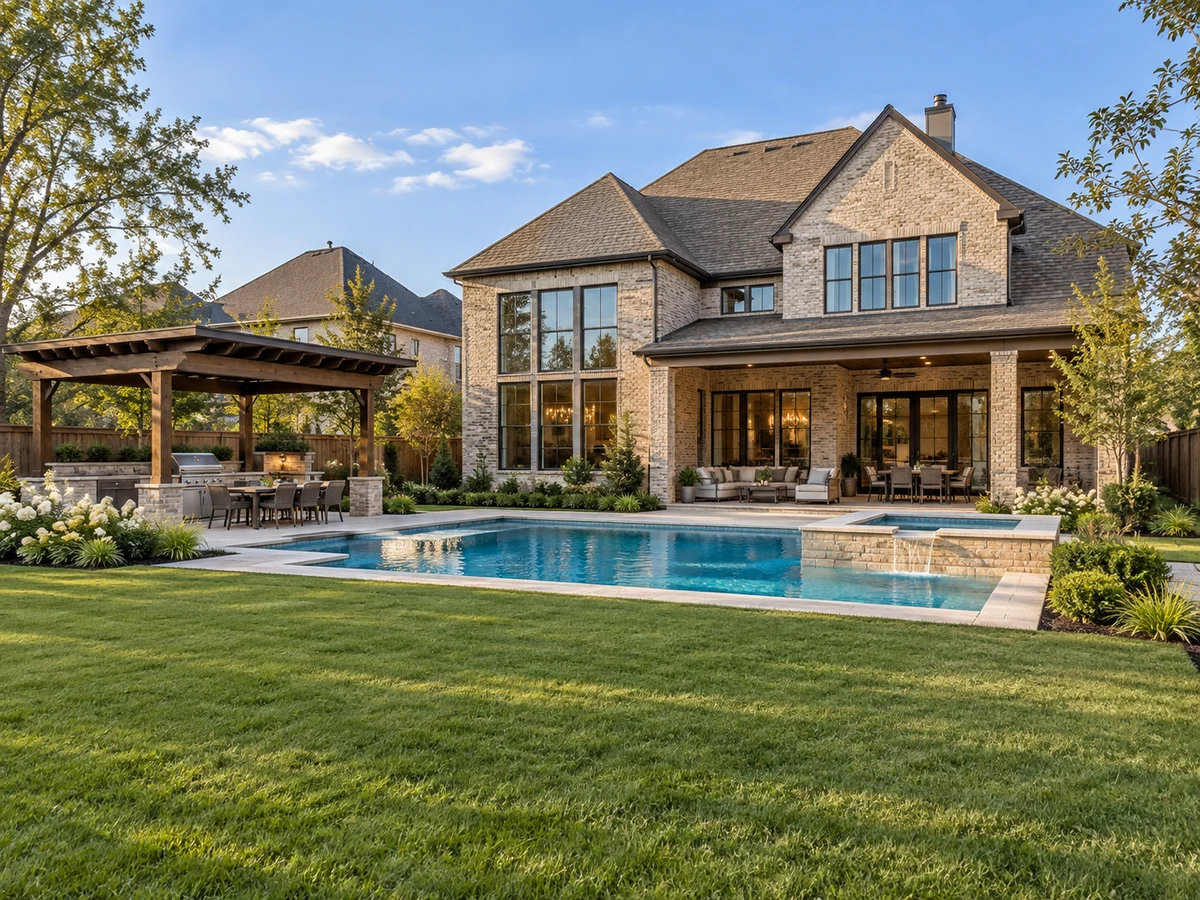 Architectural illustration of outdoor features inspired by Estates Of Verona in McKinney