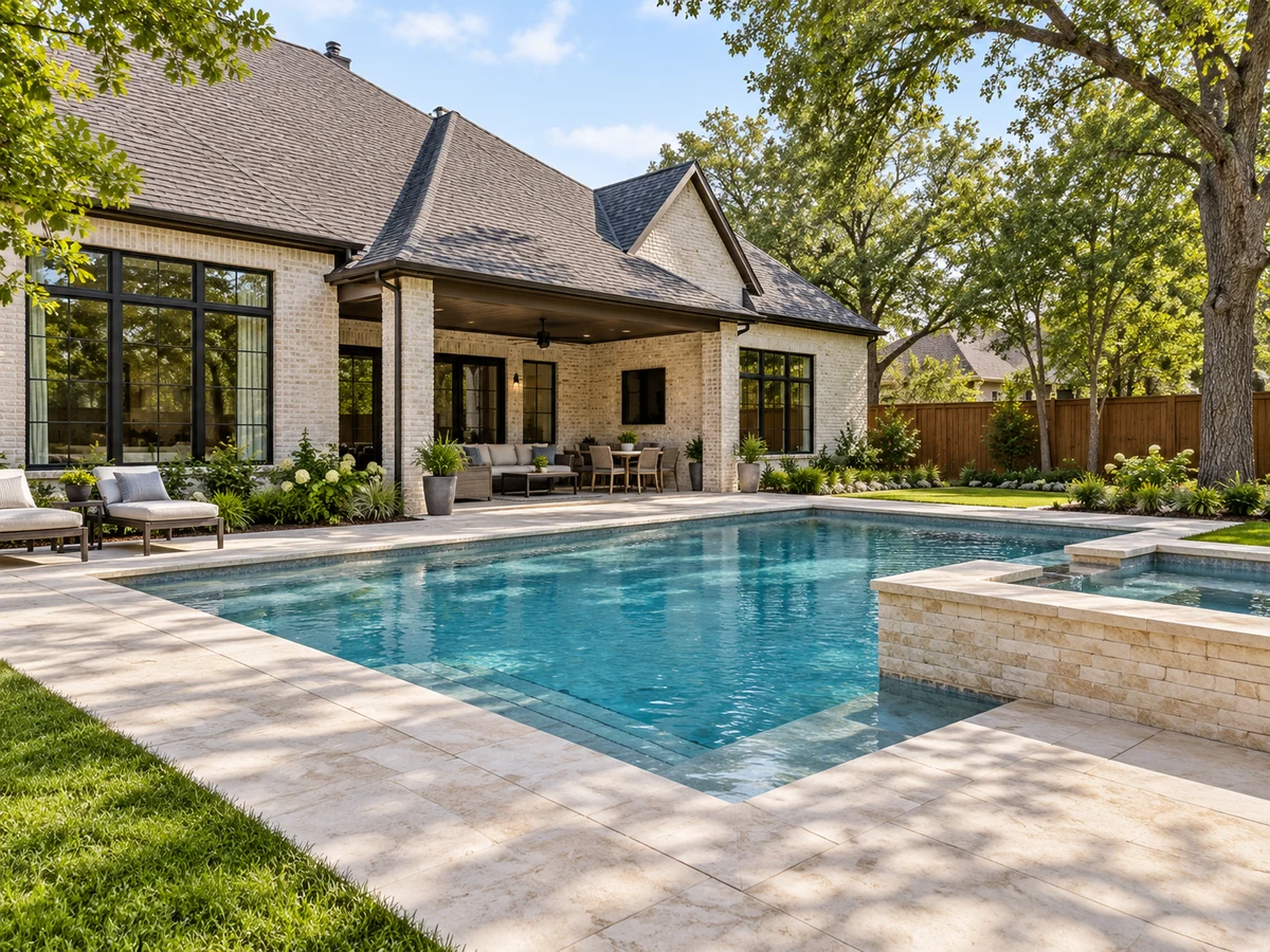 Architectural illustration of outdoor features inspired by Flagstone in McKinney