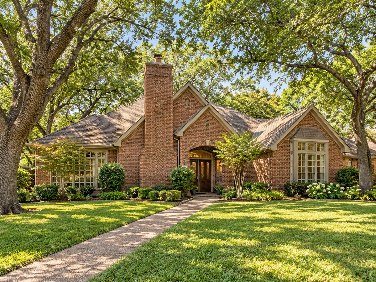 Architectural illustration of exterior features inspired by Forest Creek Estates in Plano