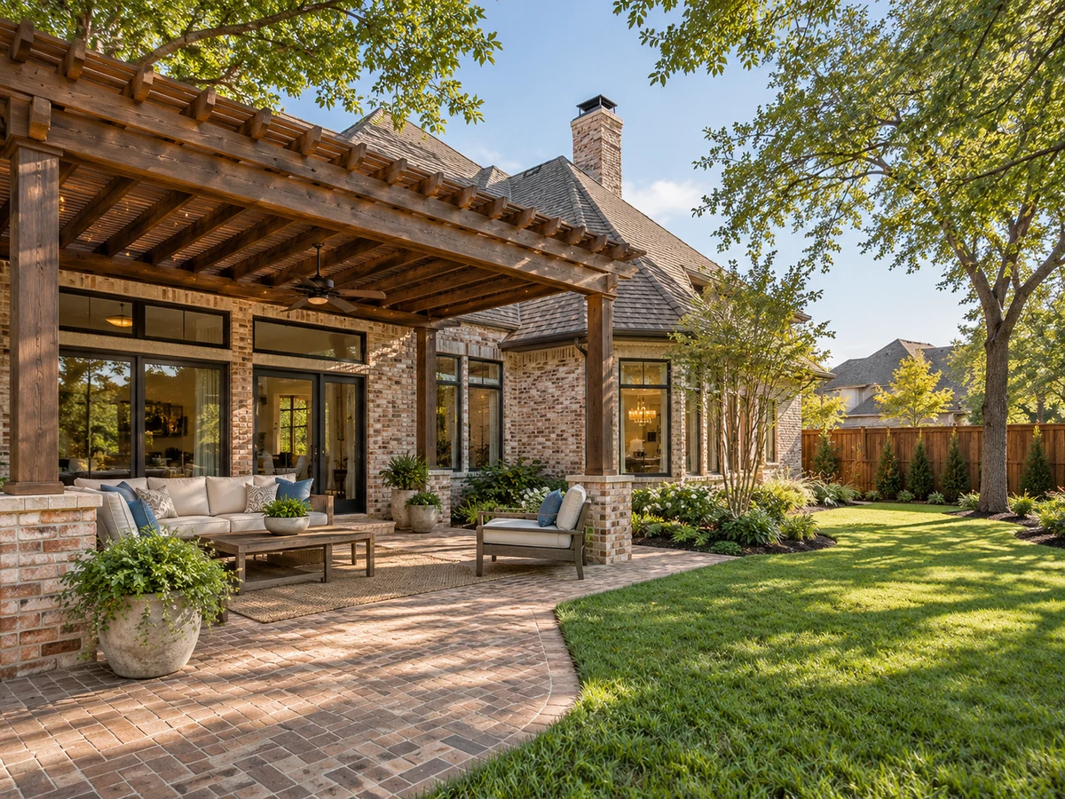 Architectural illustration of outdoor features inspired by Forest Creek Estates in Plano