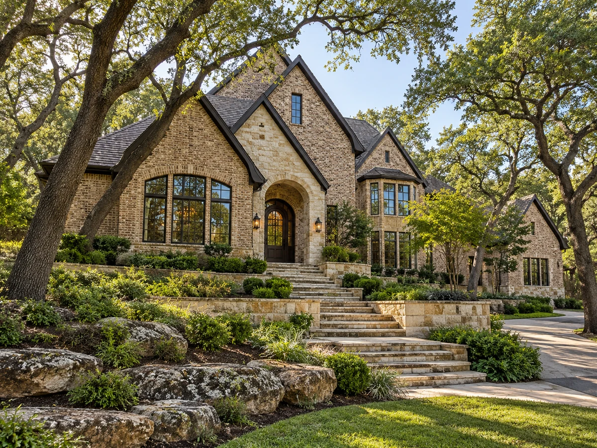 Architectural illustration of exterior features inspired by Forest Ridge in McKinney