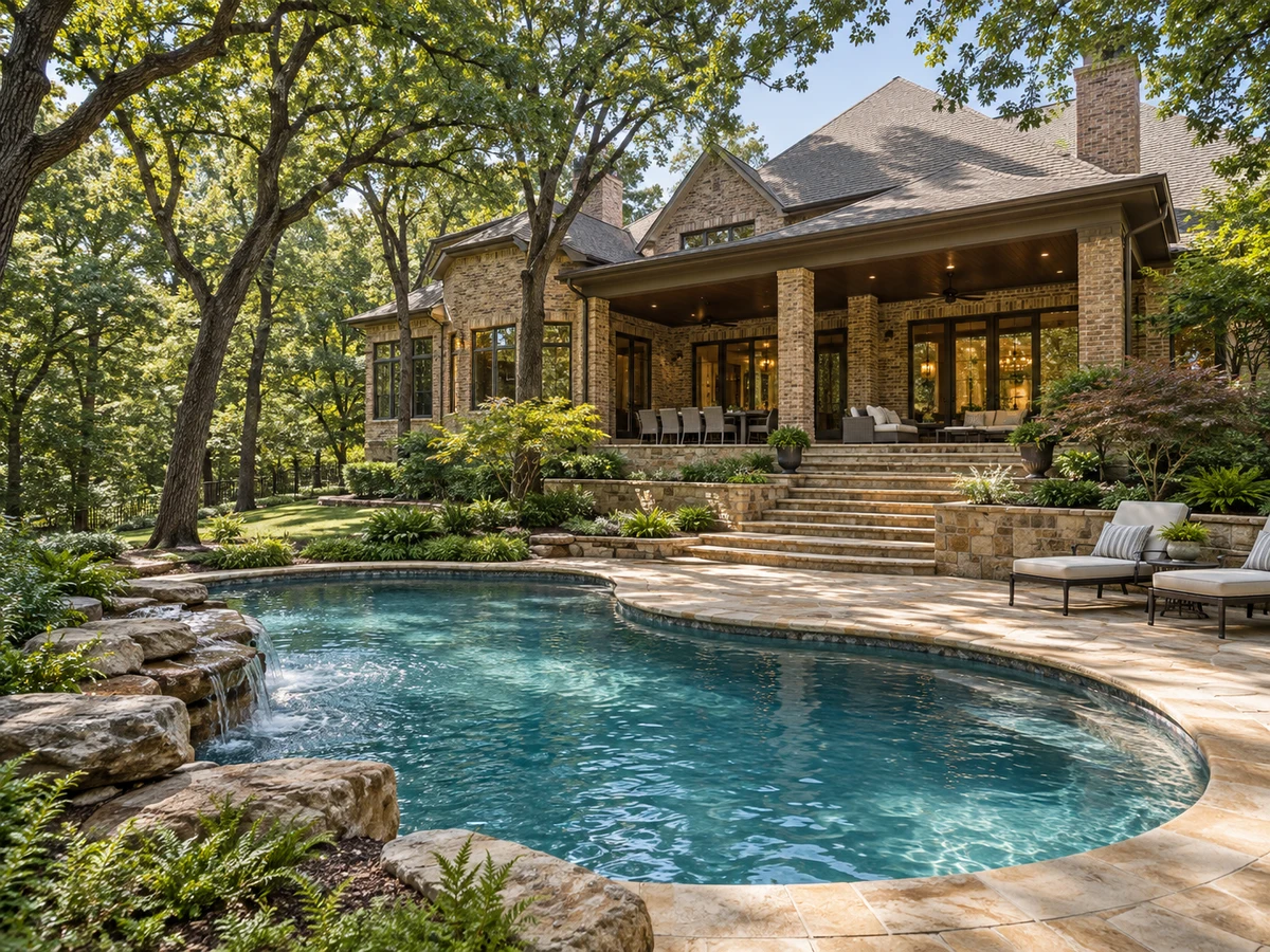 Architectural illustration of outdoor features inspired by Forest Ridge in McKinney