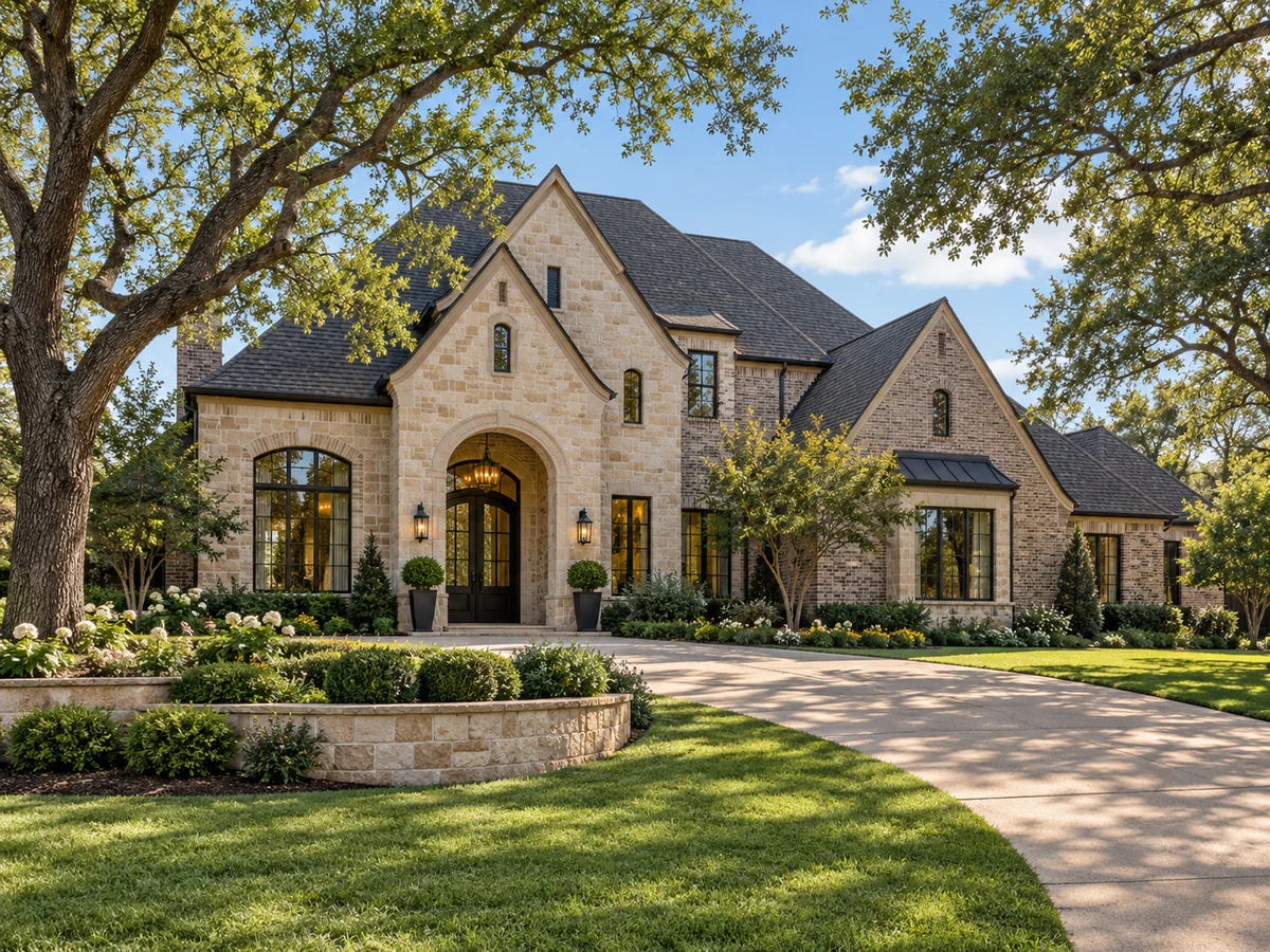 Architectural illustration of exterior features inspired by Gentle Creek Estates in Prosper