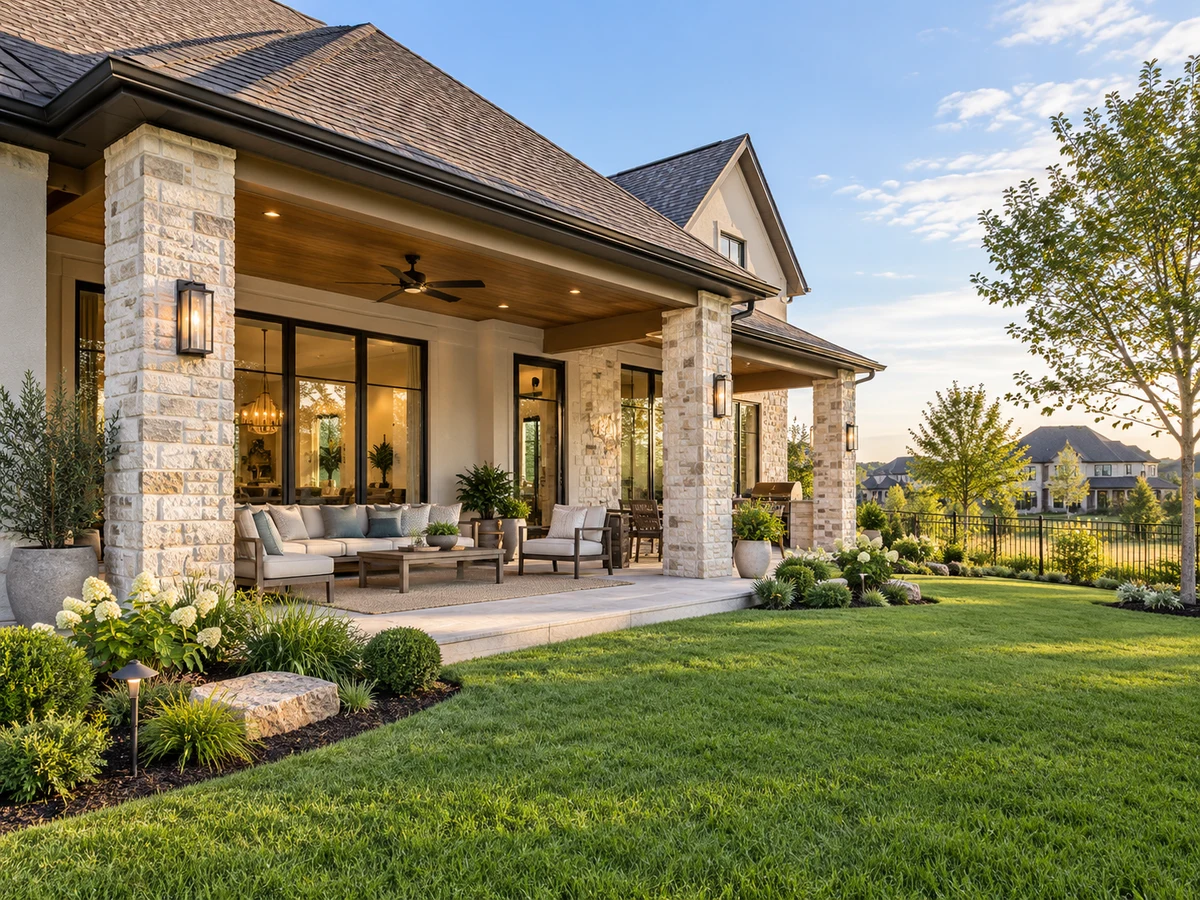 Architectural illustration of outdoor features inspired by Gentle Creek Estates in Prosper