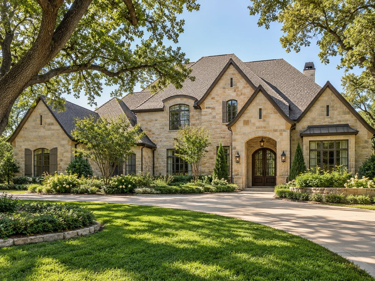 Architectural illustration of exterior features inspired by Gentle Creek in Prosper