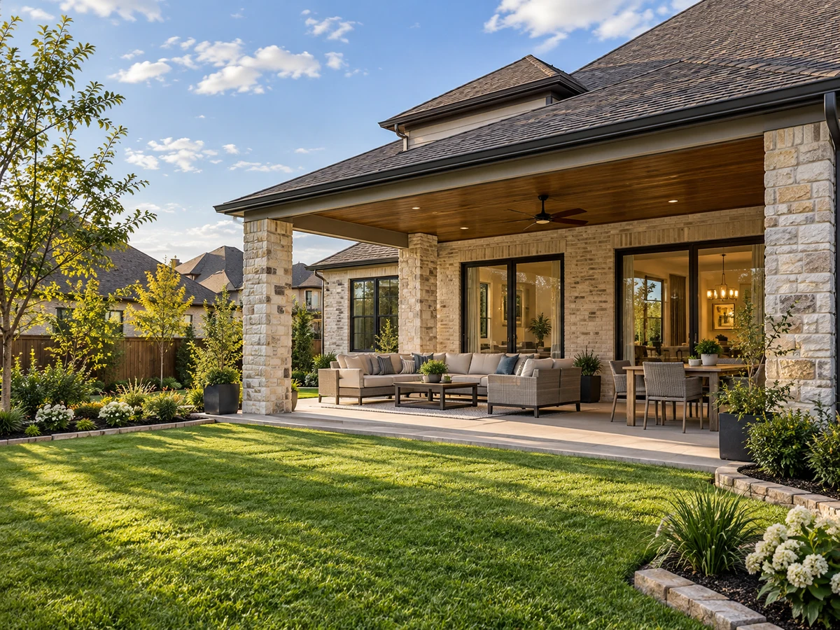 Architectural illustration of outdoor features inspired by Gentle Creek in Prosper