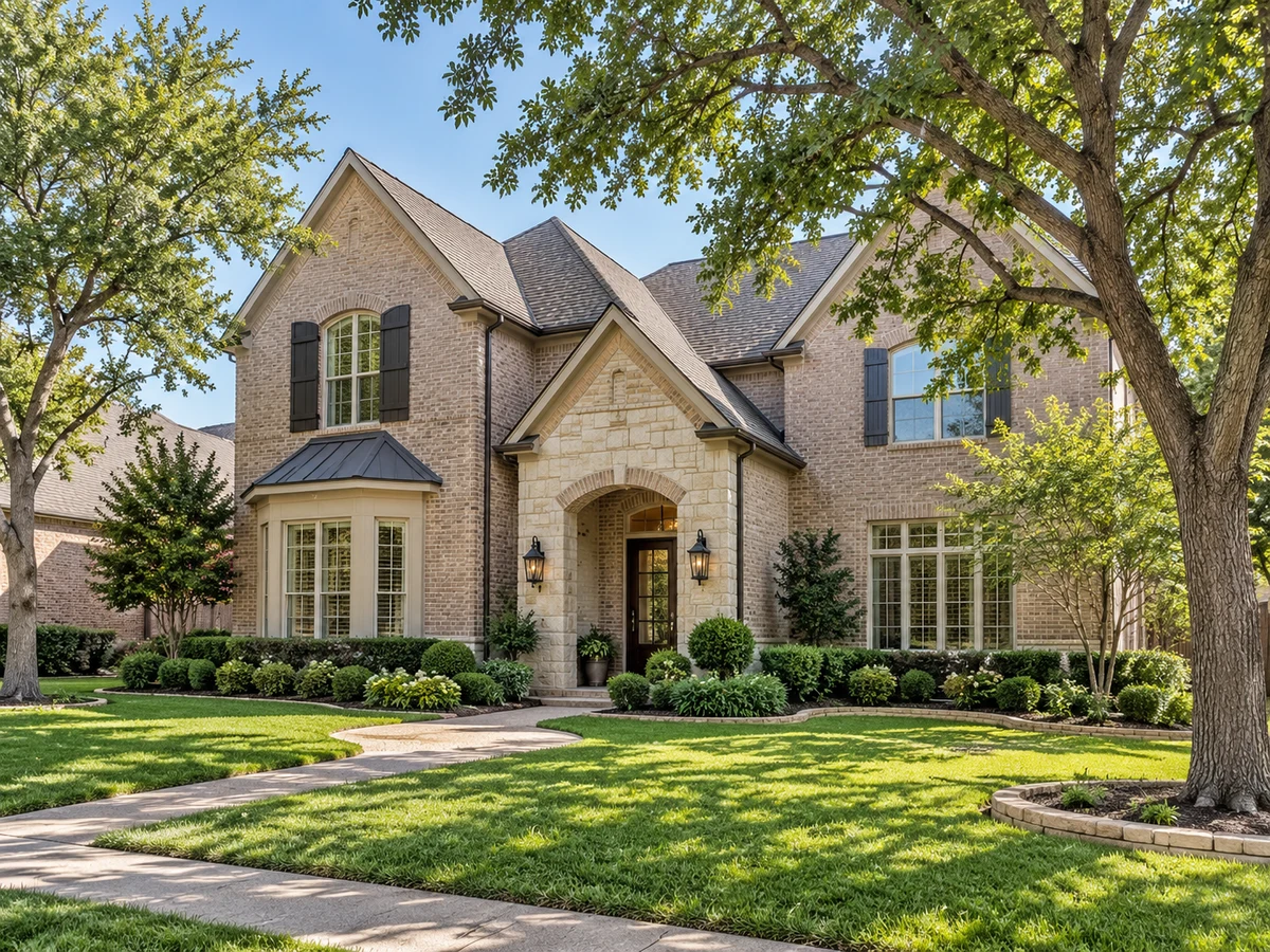 Architectural illustration of exterior features inspired by Glen Heather in Plano