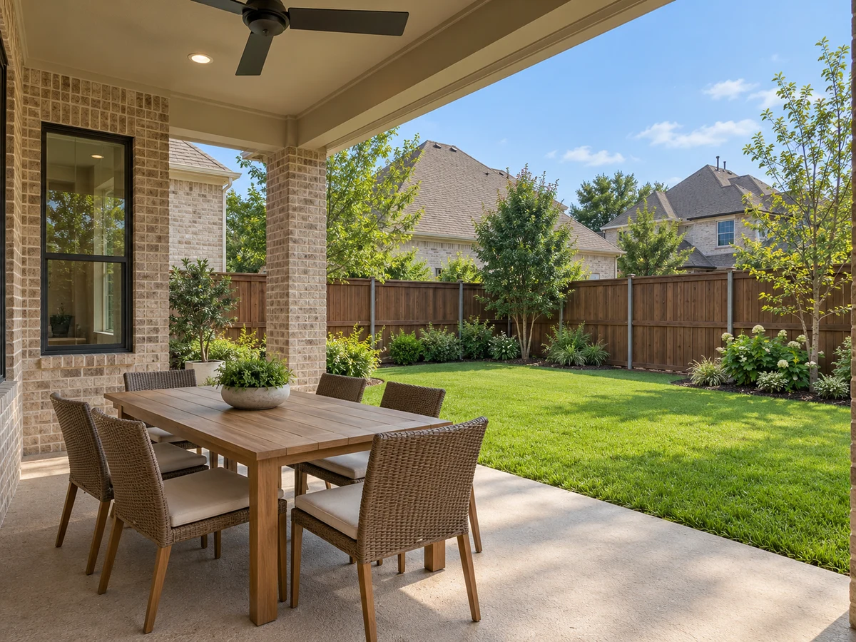 Architectural illustration of outdoor features inspired by Glen Heather in Plano