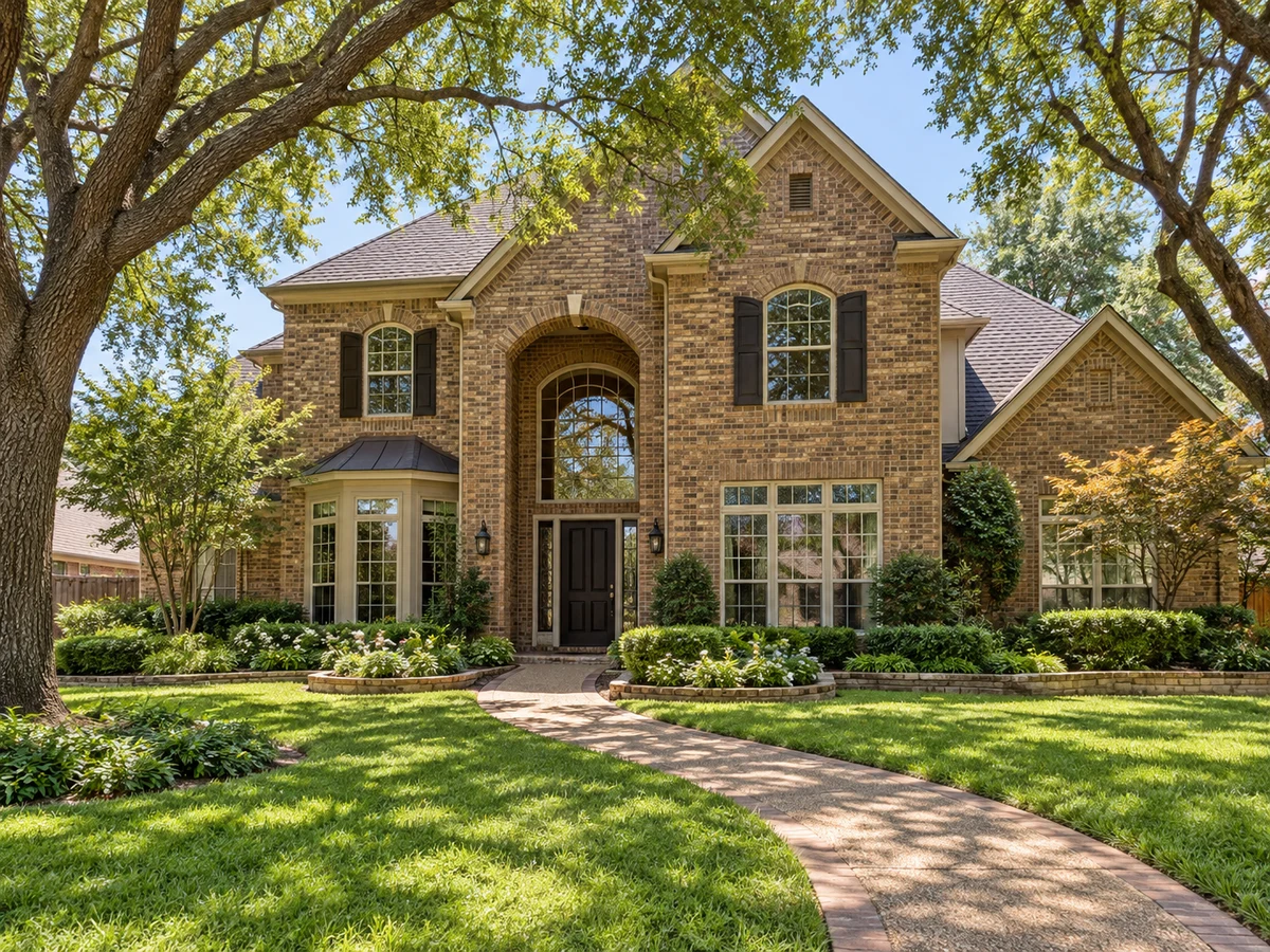Architectural illustration of exterior features inspired by Glenhollow Estates in Plano