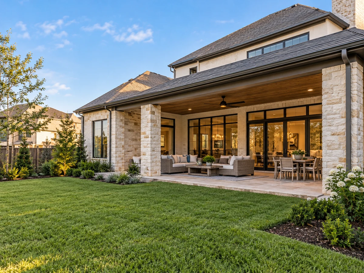 Architectural illustration of outdoor features inspired by Greenspoint in Prosper