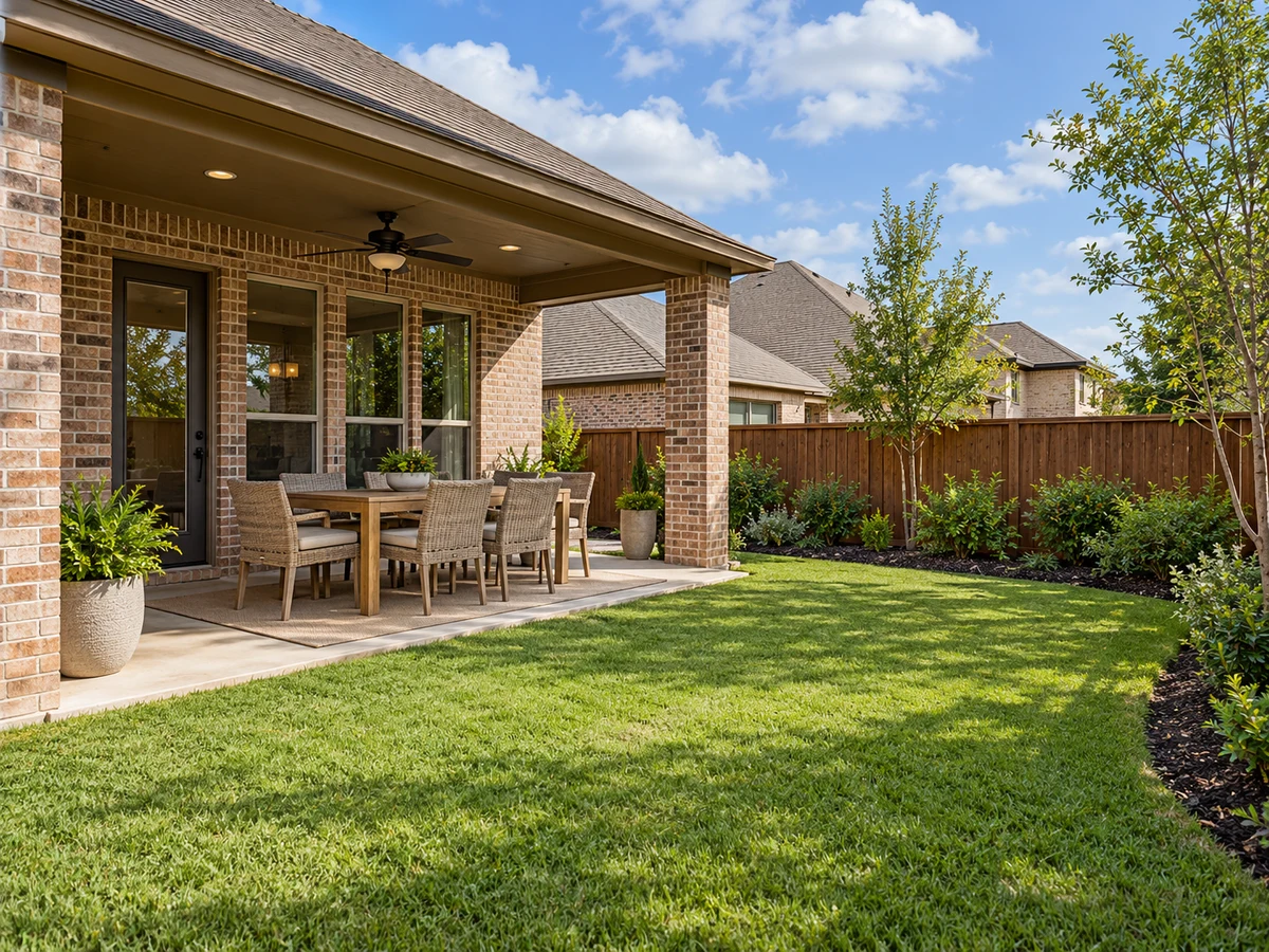 Architectural illustration of outdoor features inspired by Grove At Craig Ranch in McKinney