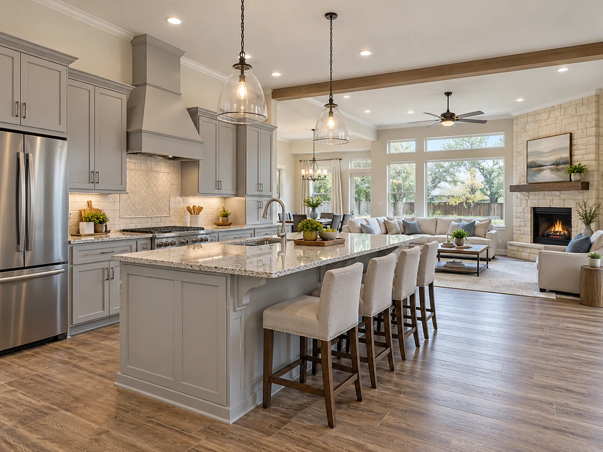 Architectural illustration of interior features inspired by Hackberry Creek Estates in Irving