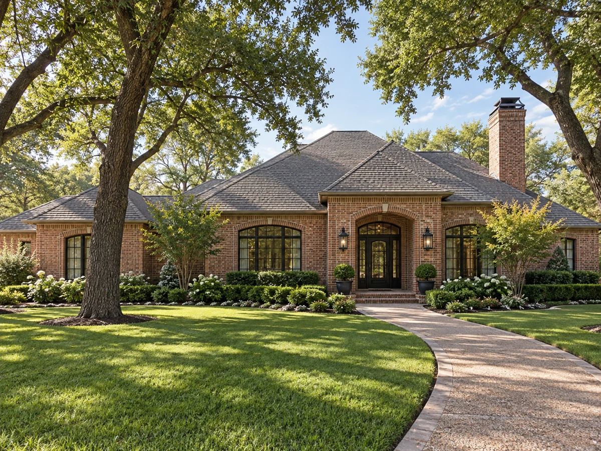 Architectural illustration of exterior features inspired by Harrington Homeplace in Plano
