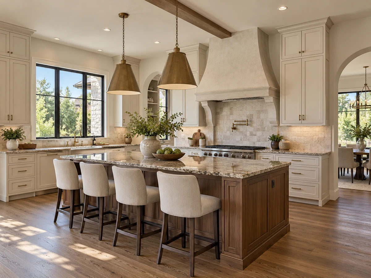 Architectural illustration of interior features inspired by Harrington Homeplace in Plano