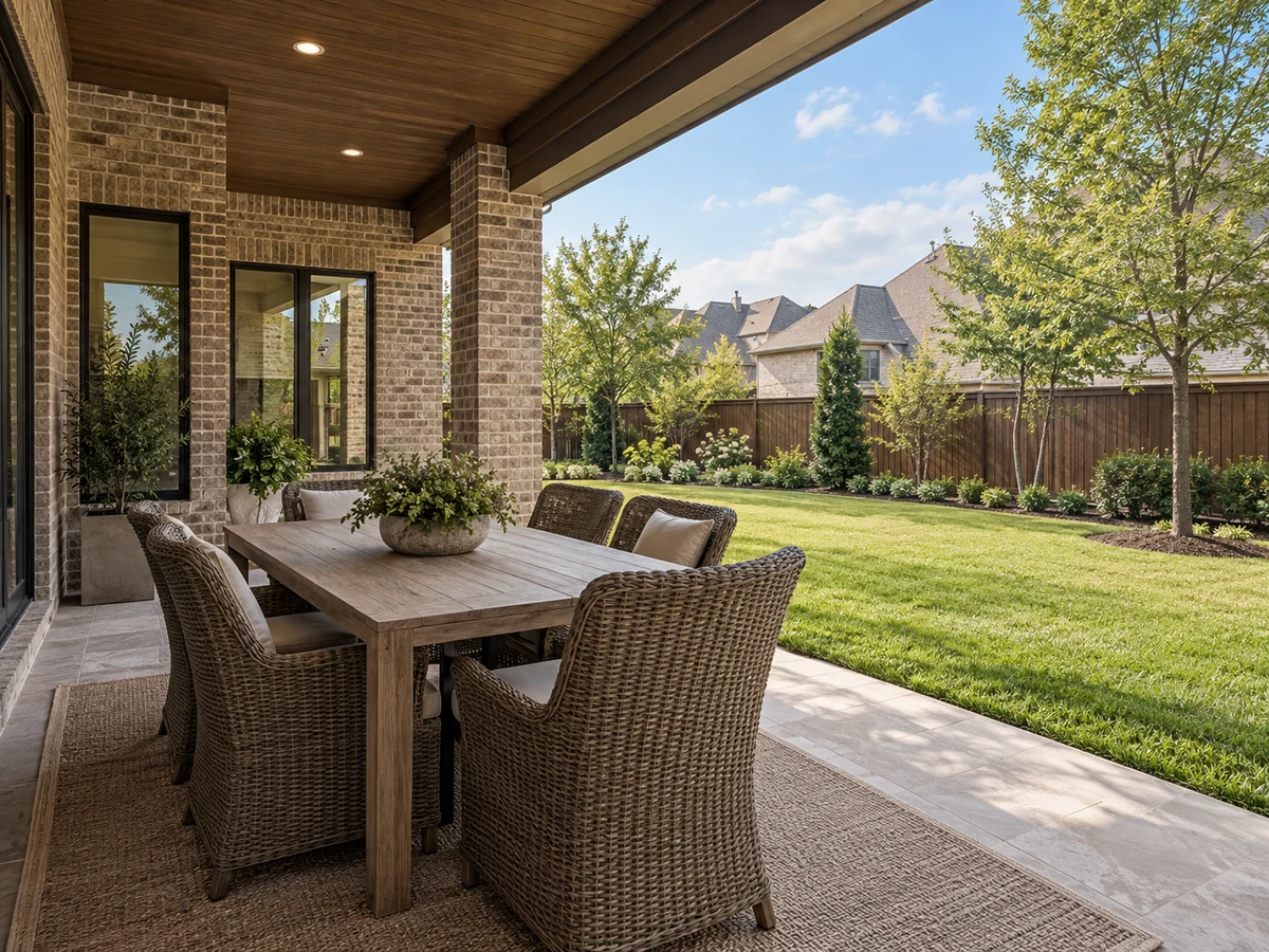 Architectural illustration of outdoor features inspired by Haversham in Plano