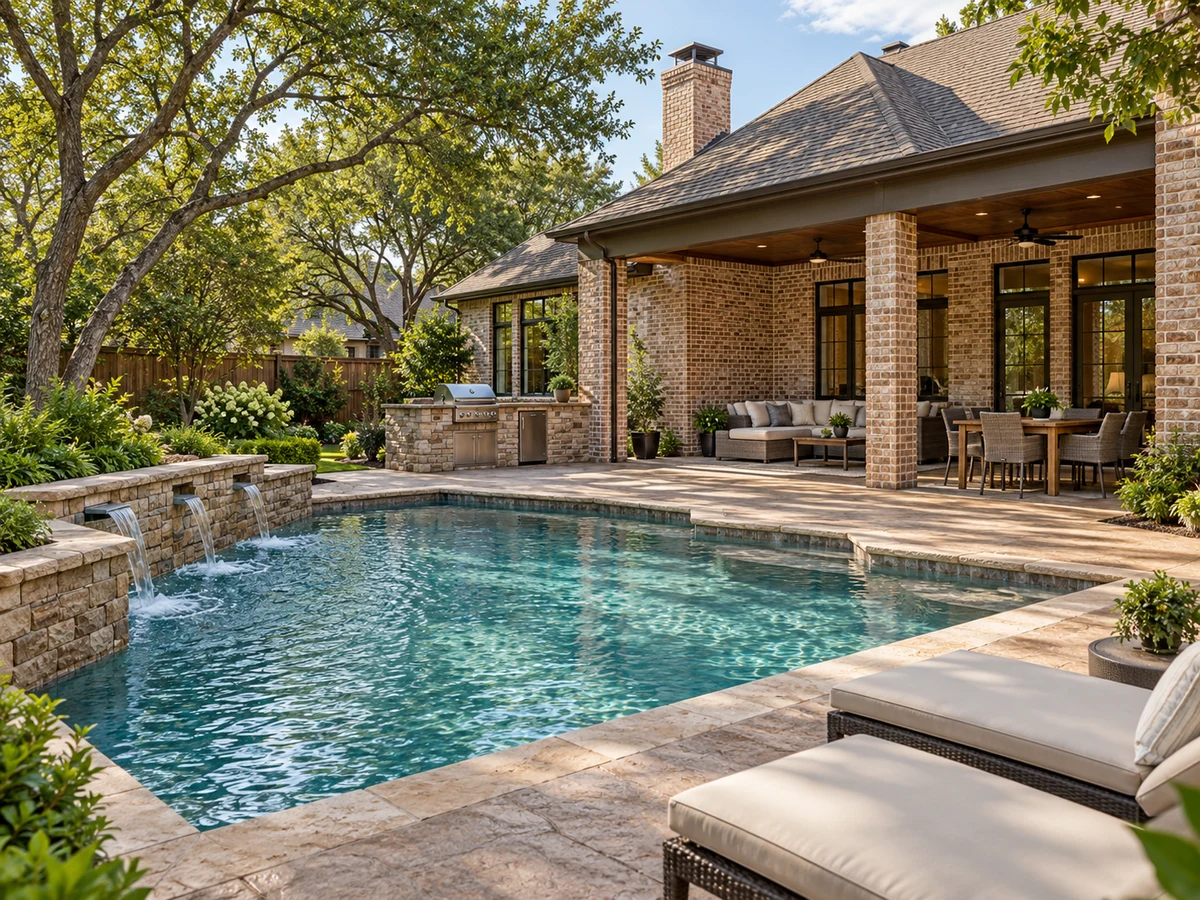 Architectural illustration of outdoor features inspired by Hickory Hill in McKinney