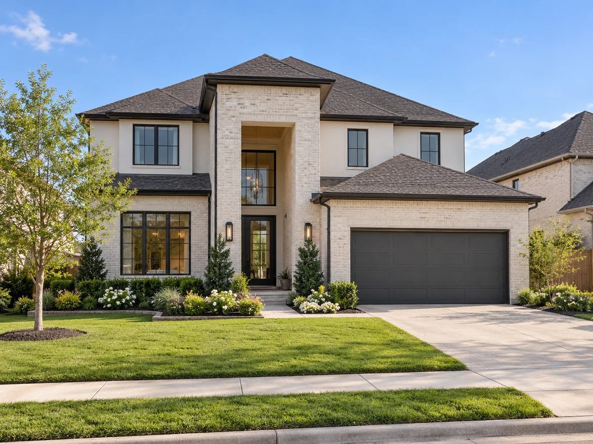 Architectural illustration of exterior features inspired by Highland Lakes in McKinney
