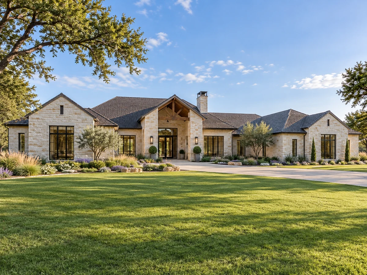Architectural illustration of exterior features inspired by Highland Meadows in Prosper