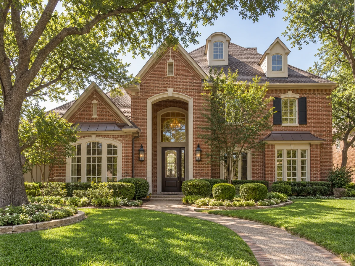 Architectural illustration of exterior features inspired by Highlands Of Preston Ridge in Plano