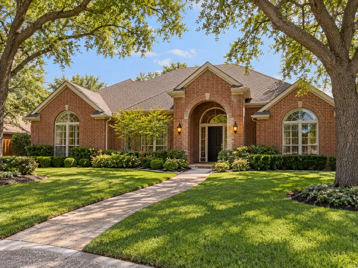 Architectural illustration of exterior features inspired by Highlands Of Russell Park in Plano