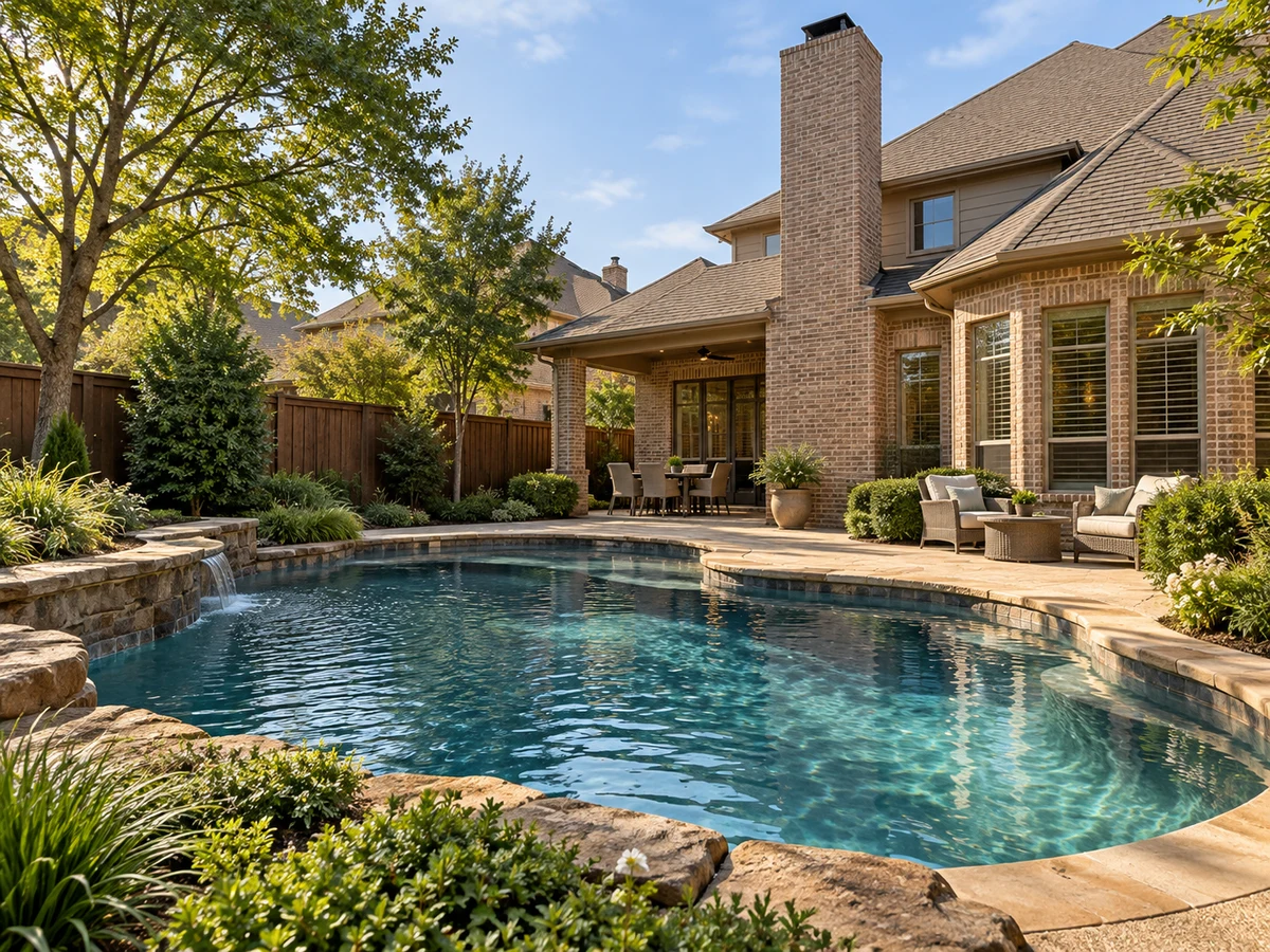 Architectural illustration of outdoor features inspired by Hills Creek At Stonebridge in McKinney