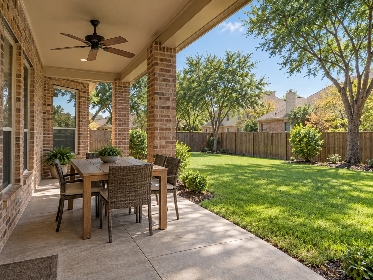 Architectural illustration of outdoor features inspired by Hunters Glen in Plano