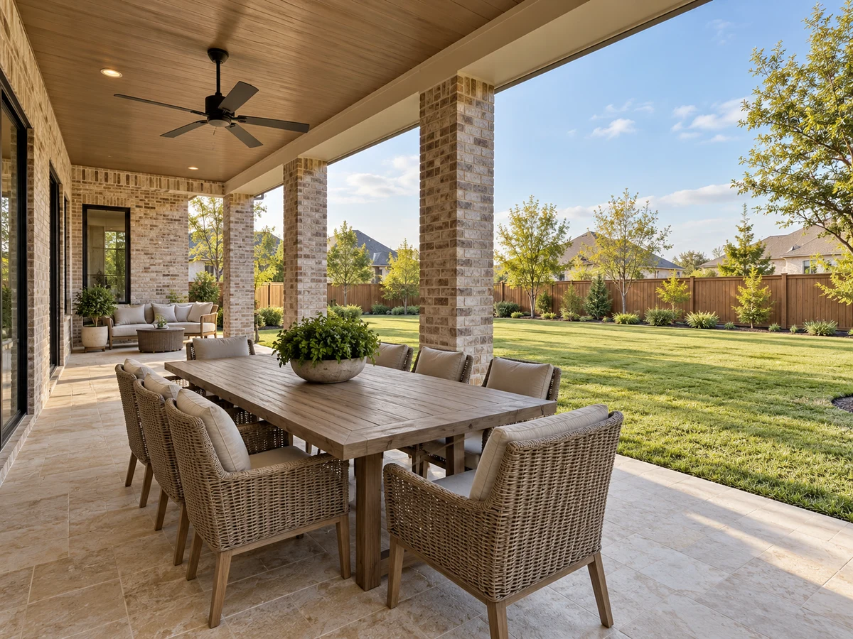 Architectural illustration of outdoor features inspired by Kings Crossing in Parker