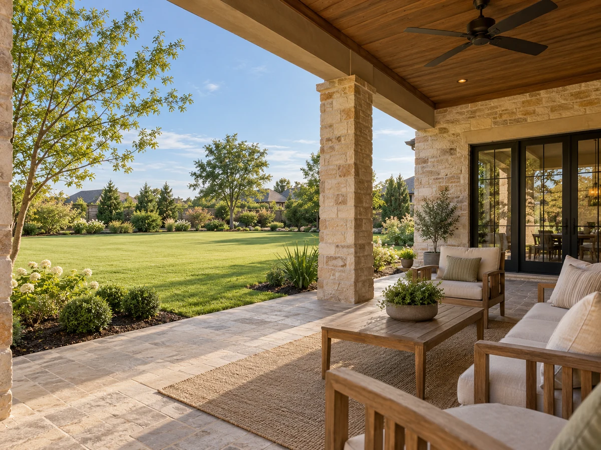 Architectural illustration of outdoor features inspired by Kingsbridge in Parker