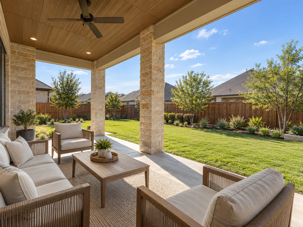 Architectural illustration of outdoor features inspired by Kreymer East in Wylie