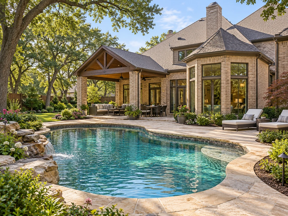 Architectural illustration of outdoor features inspired by Lacima Manor in McKinney