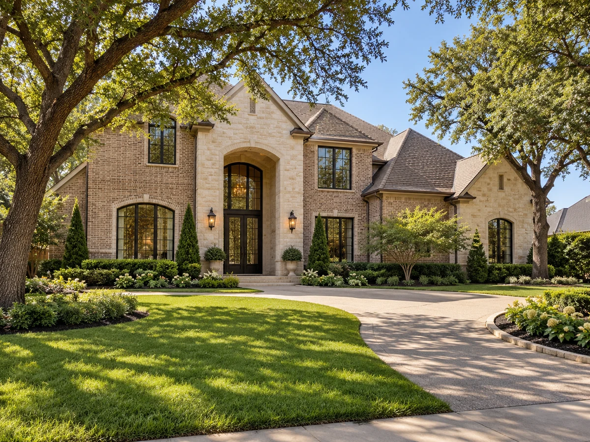 Architectural illustration of exterior features inspired by Lakeside On Preston in Plano