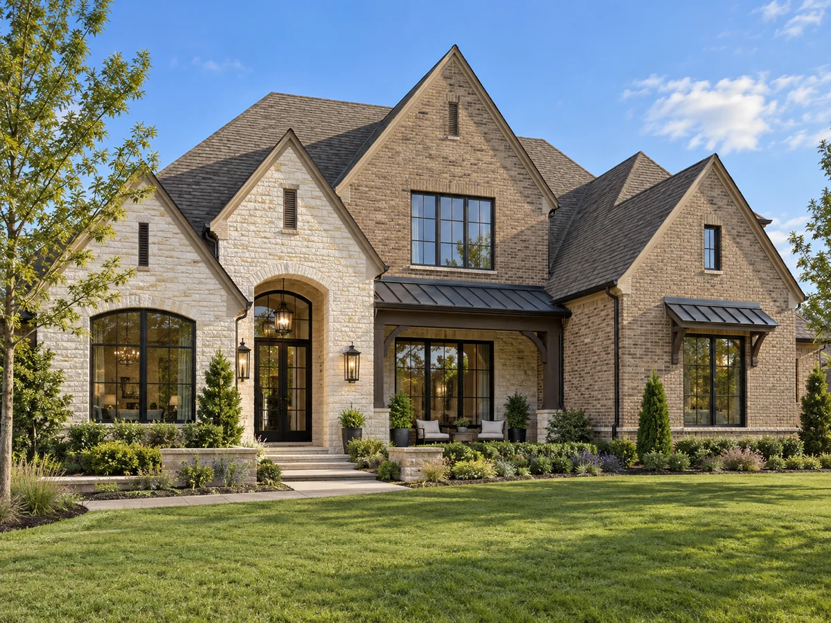 Architectural illustration of exterior features inspired by Lakewood in Prosper