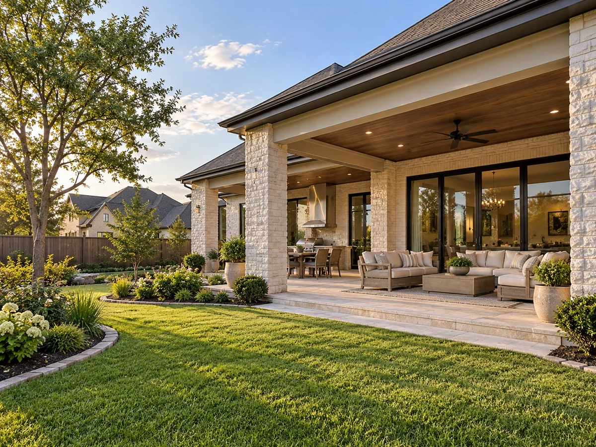 Architectural illustration of outdoor features inspired by Legacy Gardens in Prosper