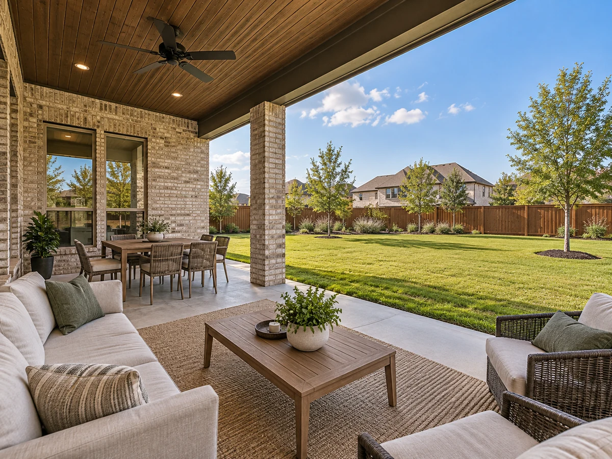 Architectural illustration of outdoor features inspired by Legacy Ranch in Melissa