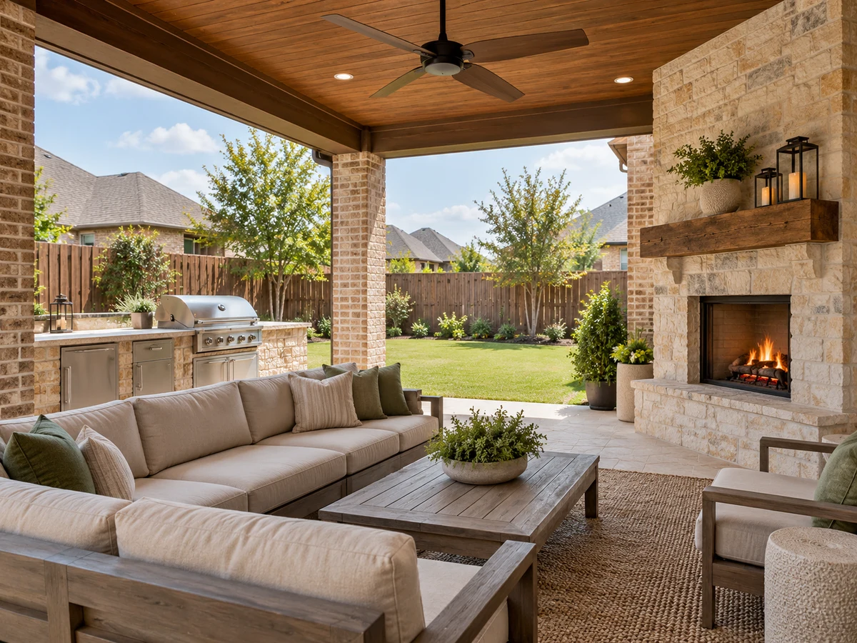 Architectural illustration of outdoor features inspired by Liberty in Melissa