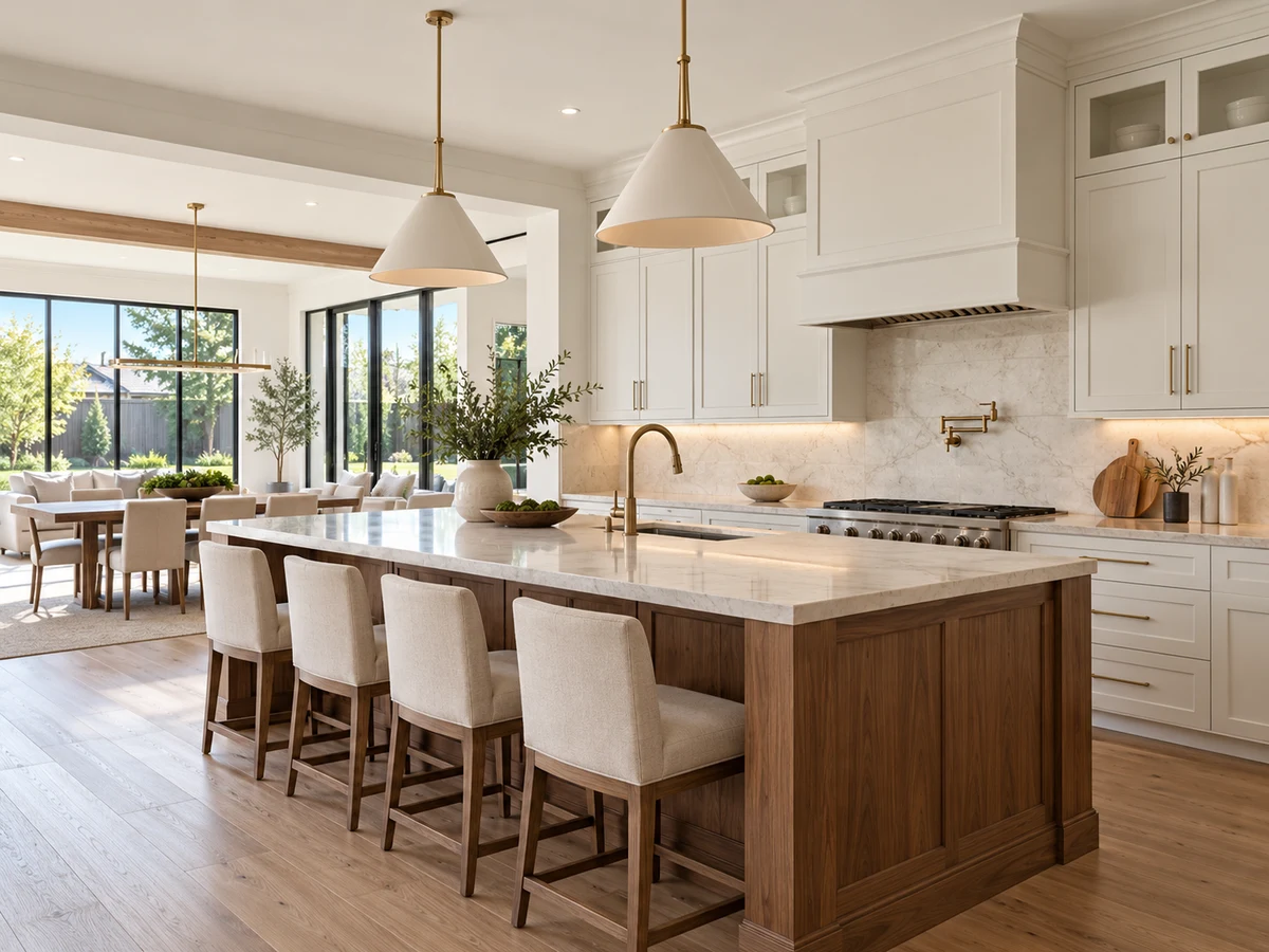 Architectural illustration of interior features inspired by Malibu Estates in Plano